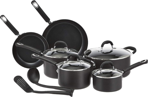 Top 5 Best Camp Cookware Sets for Preppers - Amazon Basics Hard Anodized on-Stick 12 Piece Cookware Set