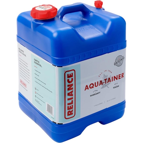 Top 6 Best Water Storage Solutions for Prepper Families - Reliance Products Aqua-Tainer 7 Gallon Rigid Water Container, Blue , 11.3 Inch x 11.0 Inch x 15.3 Inch