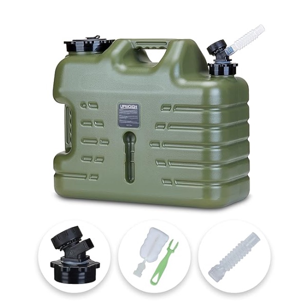 Top 6 Best Water Storage Solutions for Prepper Families - UPWOIGH 5 Gallon Water Jug, Camping Water Container, Truly No Leakage Water Storage, Large Military Green Water Tank,BPA Free Portable Emergency Water Storage for Outdoors Hiking Accessories(16x13.2x7in)